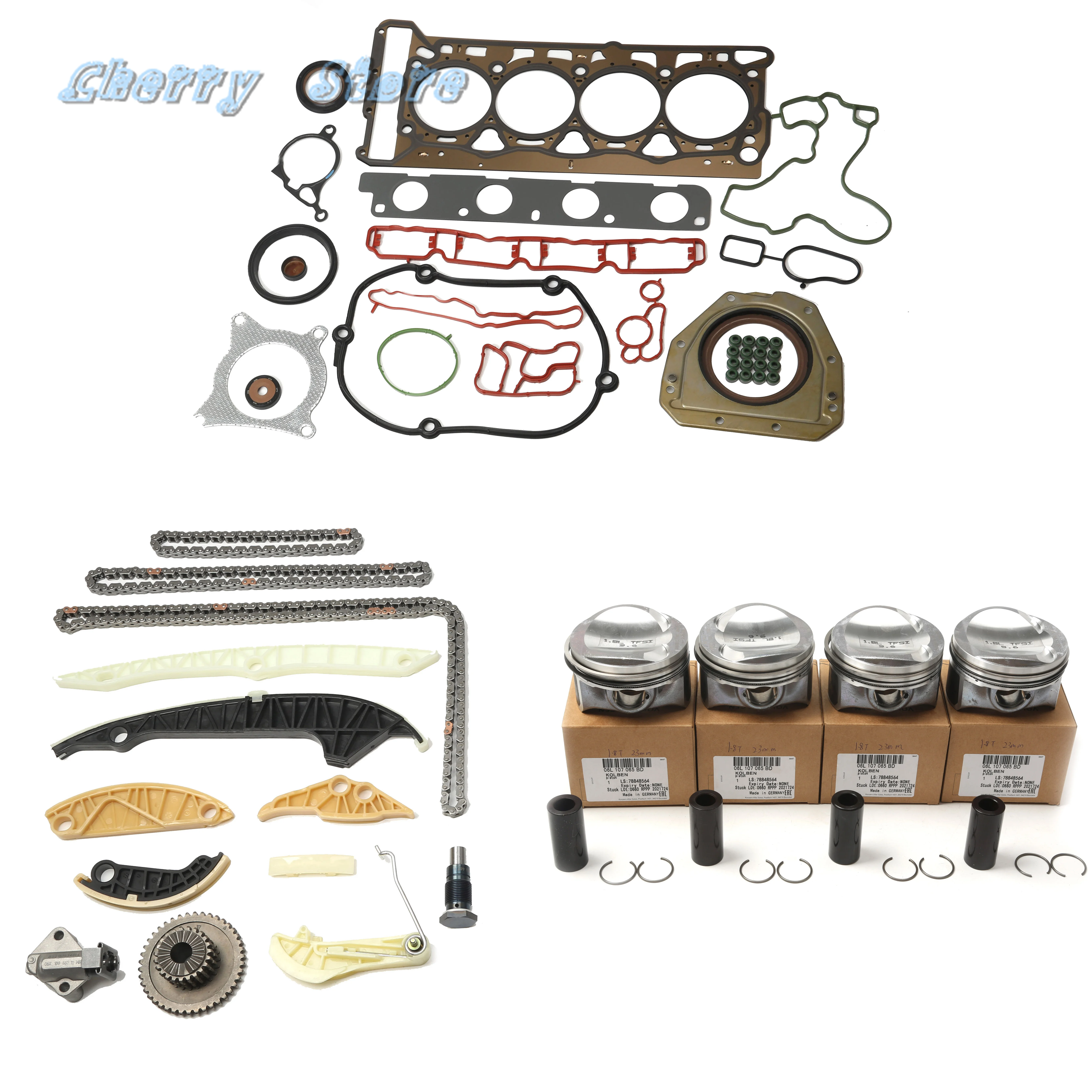 

NEW 06H 107 065 BS Engine Piston Gaskets Timing Chain Guide Repair Kit For VW Golf Passat Audi A4 TT Skoda Seat 1.8 TSI Pin 23mm