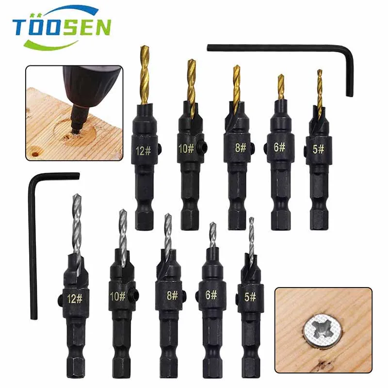 

Hex Handle Carpentry Countersunk Drill Electric Drill Punching Chamfer one-piece Opener suit Speed Steel Counterbore Twist Bit