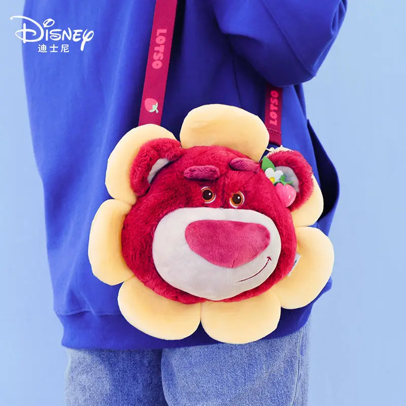

Плюшевая сумка Disney с клубничным медведем, Высококачественная Милая Студенческая сумка на плечо с сердечком для девушек, мессенджер