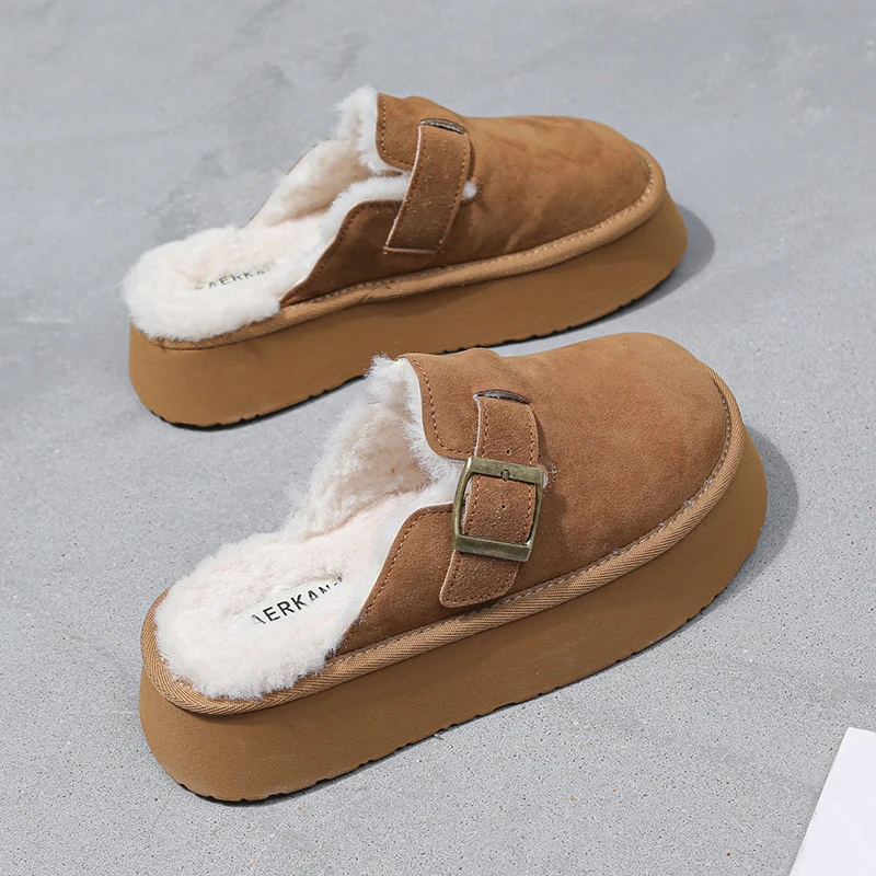 Плюшевые тапочки женские полувнешние туфли Boken новинка зимы 2230 бархатные зимние