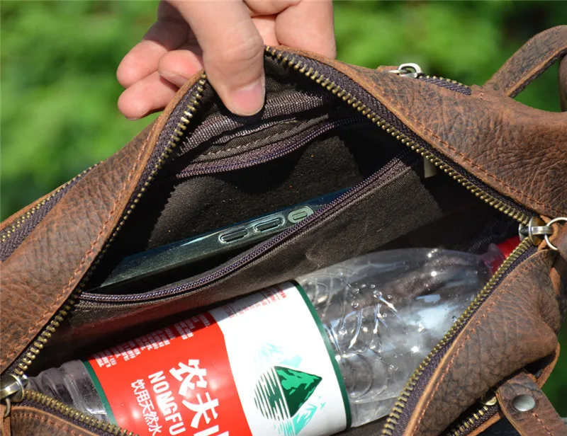 Vintage genuine leather men's chest bag casual fashion luxury crazy horse cowhide crossbody bag daily motorcycle shoulder bag