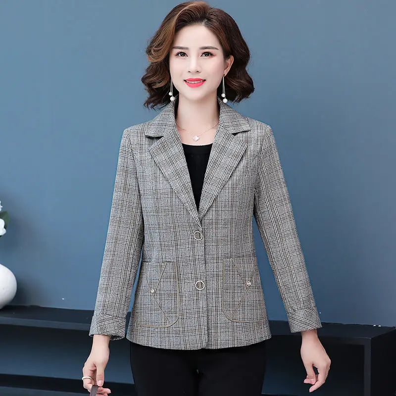 

Женский блейзер 2023, блейзеры с длинным рукавом, куртки с карманами, пальто, женские топы в клетку, костюм, Блейзер, женские куртки R26