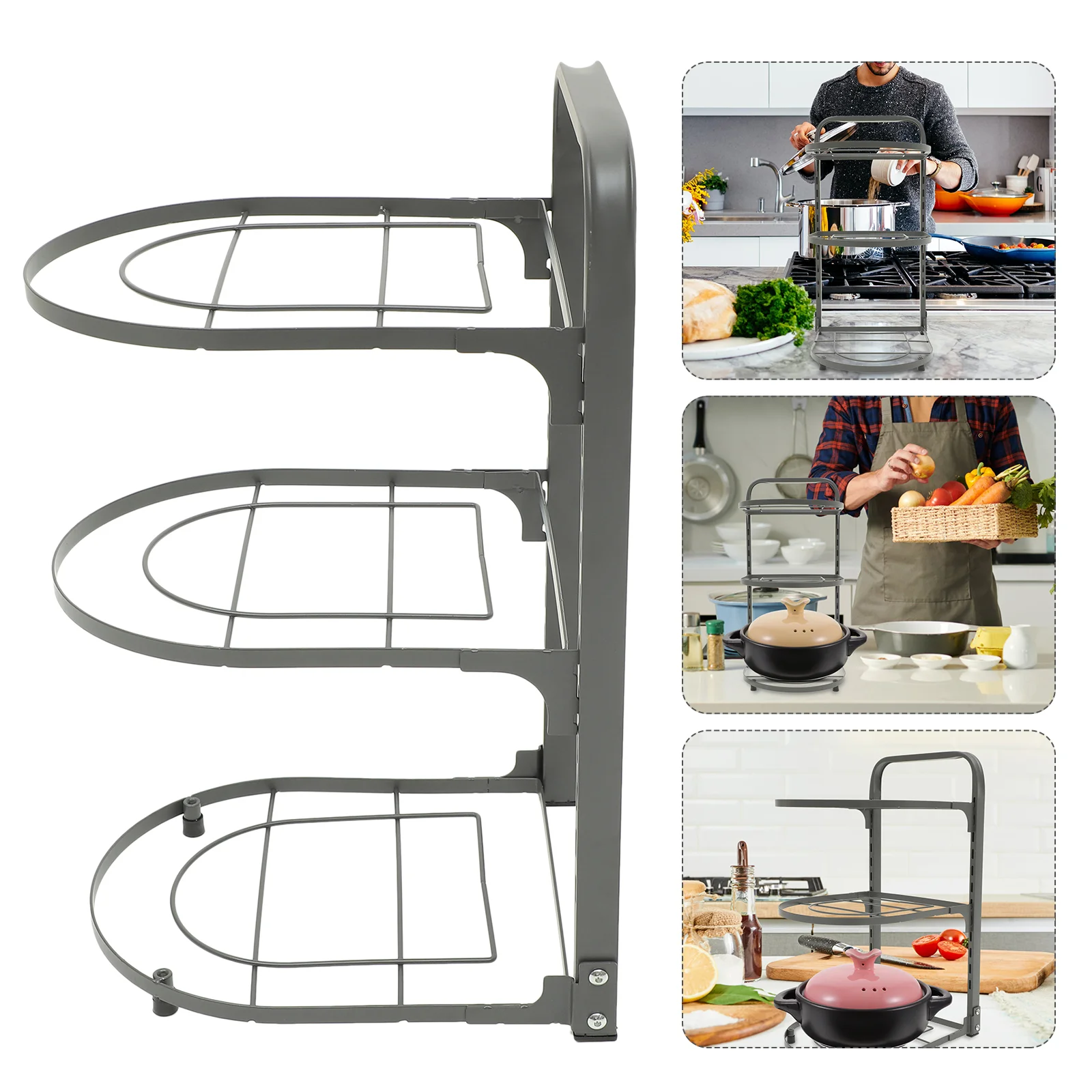 

Kitchen Pan Organizer Foldable Pot Rack Kitchen Pot Rack Foldable Carbon Steel Pan Organizer