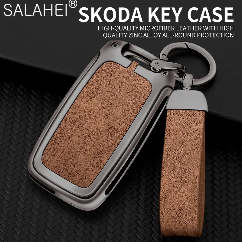 

Zinc Alloy Car Key Cover Case Holder Key Bag Shell Protector For Skoda Octavia A5 A7 Superb Kodiaq Fabia Auto Interior Accessory
