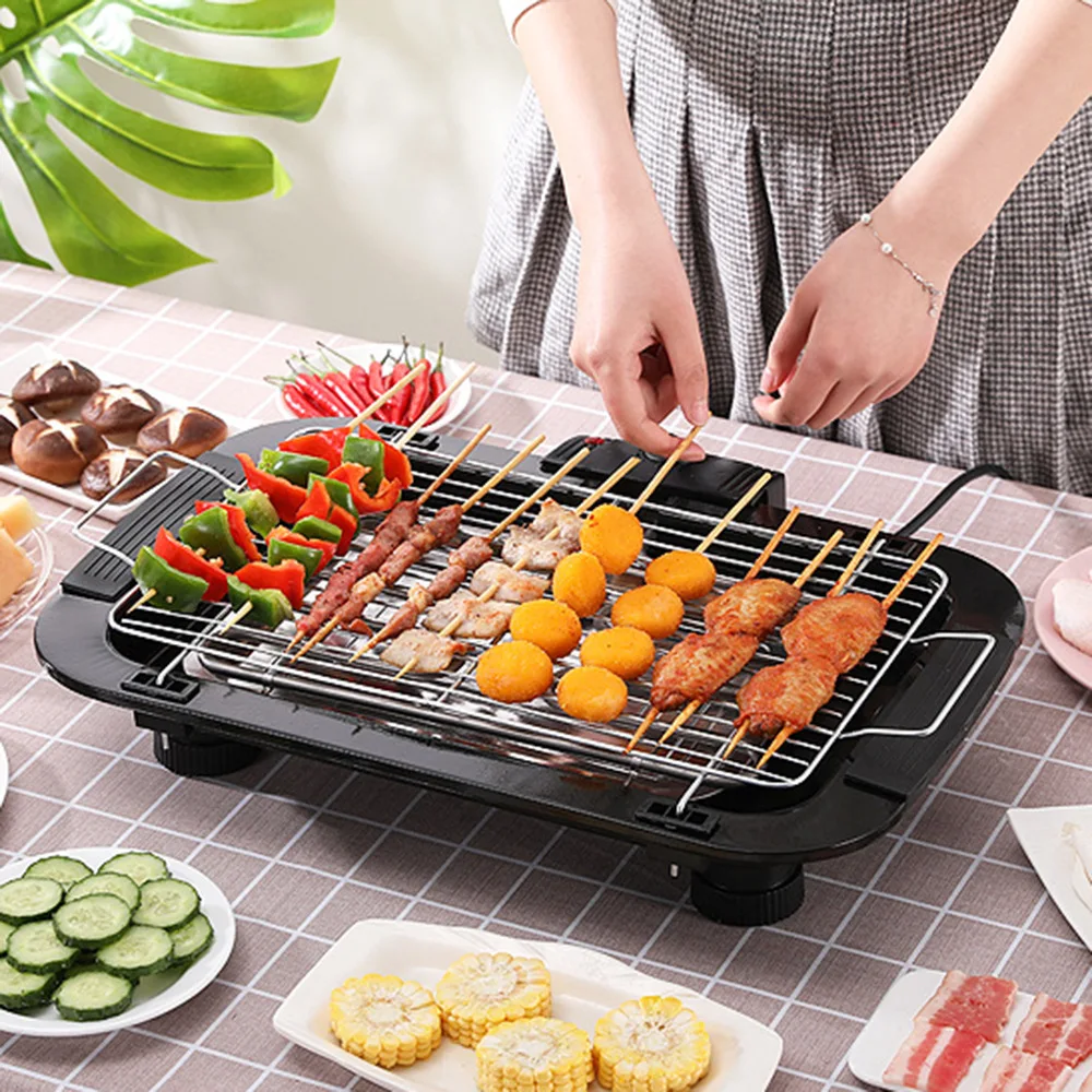 

Stainless Steel Smokeless Electric Grill With Grilling Plate Durable Non-stick BBQ Party Portable Home Cooking Grill EU 220V