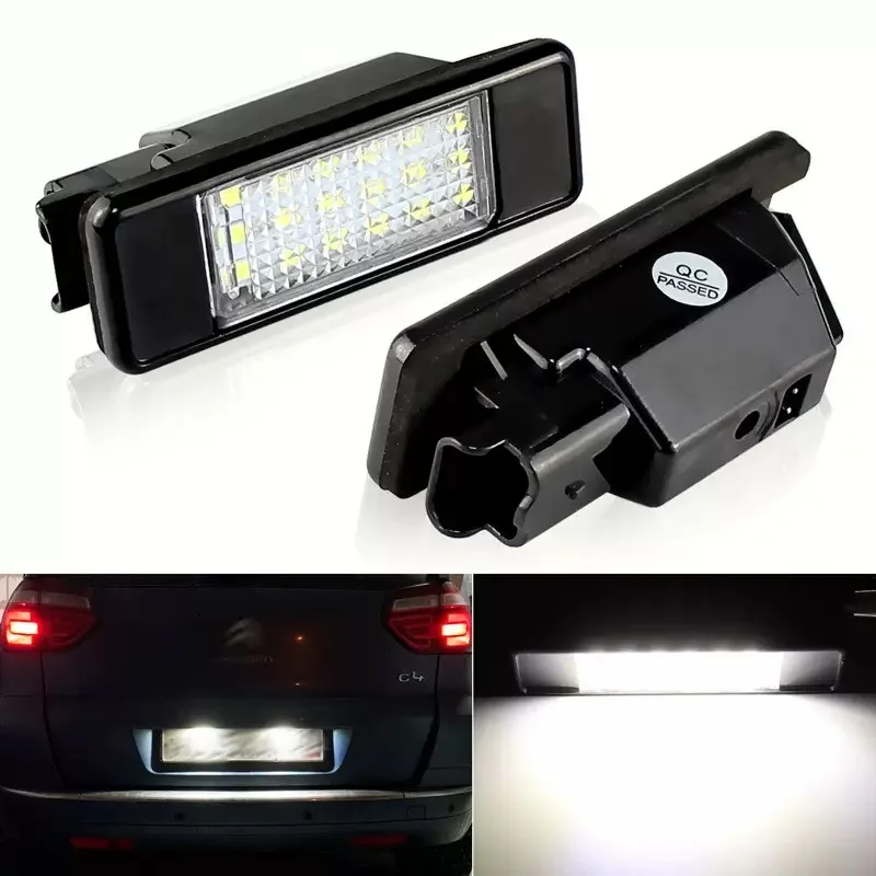 Фото 2 шт. для Citroen C2 C3 C5 C6 C8 и Peugeot 106 1007 207 CC 307 308 3008 406 508 607 LED подсветка номерного знака задняя Canbus №3