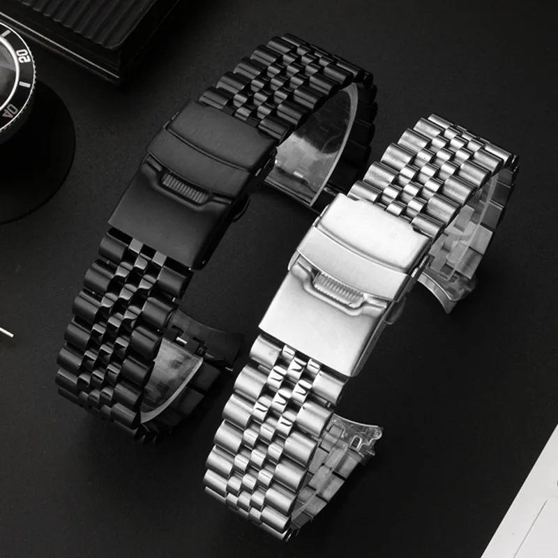 Stainless Steel Curved End Watchband 22mm  for Casio Strap MDV106/107 Bracelet  Swordfish MTP-1374 MTP-1375 Male Watch Bandt