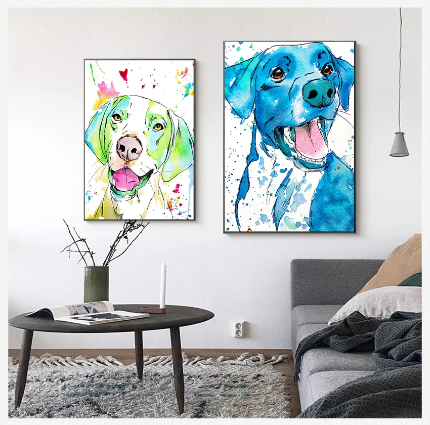 

Poster For Home Decor Posters And Prints Unframed Decorative Pictures Watercolor Dog Splash Artwork Wall Art Canvas Painting