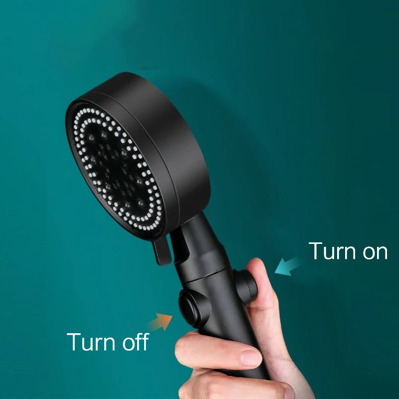 

Насадка для душа черная регулируемая, с фильтром для воды, 5 режимов