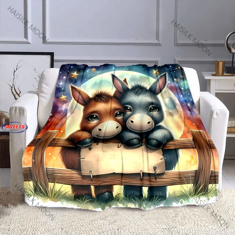 Фото Ультра-мягкое одеяло Cute Little Donkey — легкое пушистое одеяло для дивана, кровати и домашнего декора, всесезонный подарок для взрослых, подростков №5