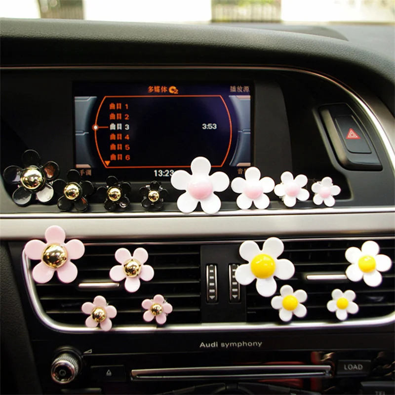 

4 Pcs Car Outlet Vent Perfume Clip Small Daisy Air Conditioning Aromatherapy Clip Car Interior Decoration Supplies Air Freshener