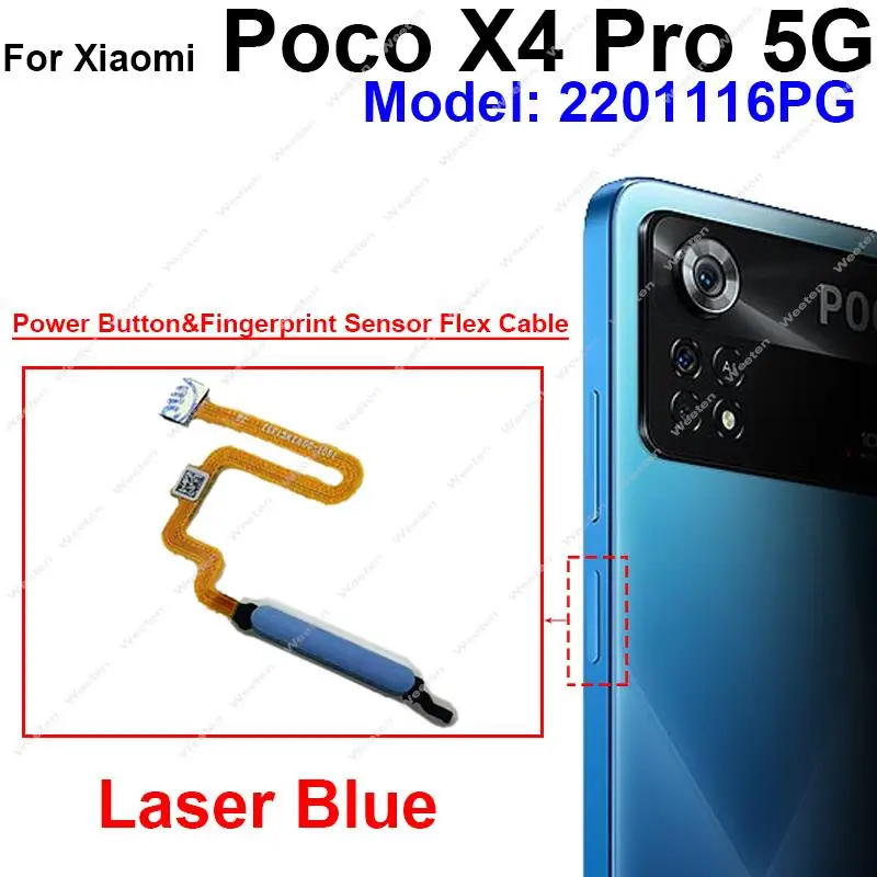 Фото Кнопка питания датчик отпечатков пальцев гибкий кабель для Xiaomi Poco X4 Pro 5G X4 GT Home Меню Кнопка возврата гибкая лента запасные части №3