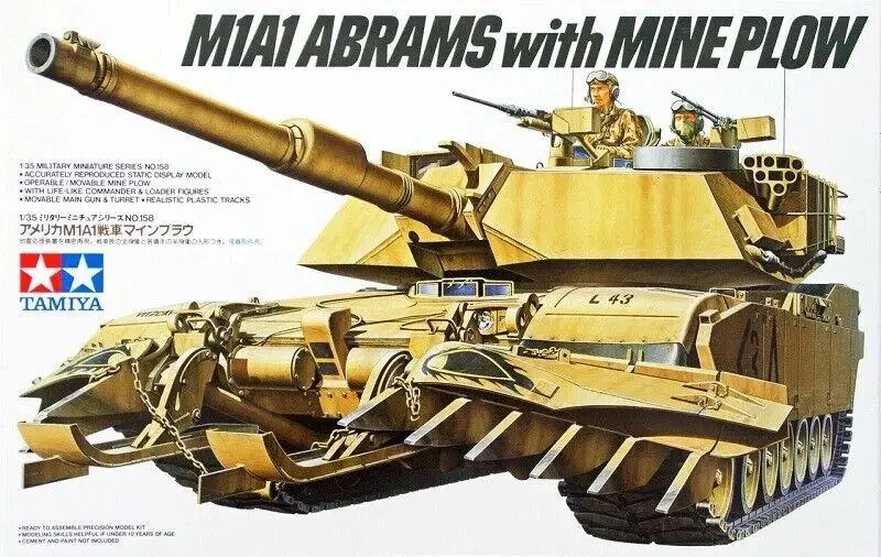 U.s Main Battle Tank M1a1 Abrams W/mine Plow Model Building