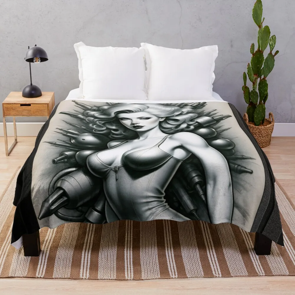 Одеяло Barbenheimer Retro Fusion Atomic Mayhem Alluring Pin Up AI Concept Art от Xzendor7 одинарное тяжелое одеяло