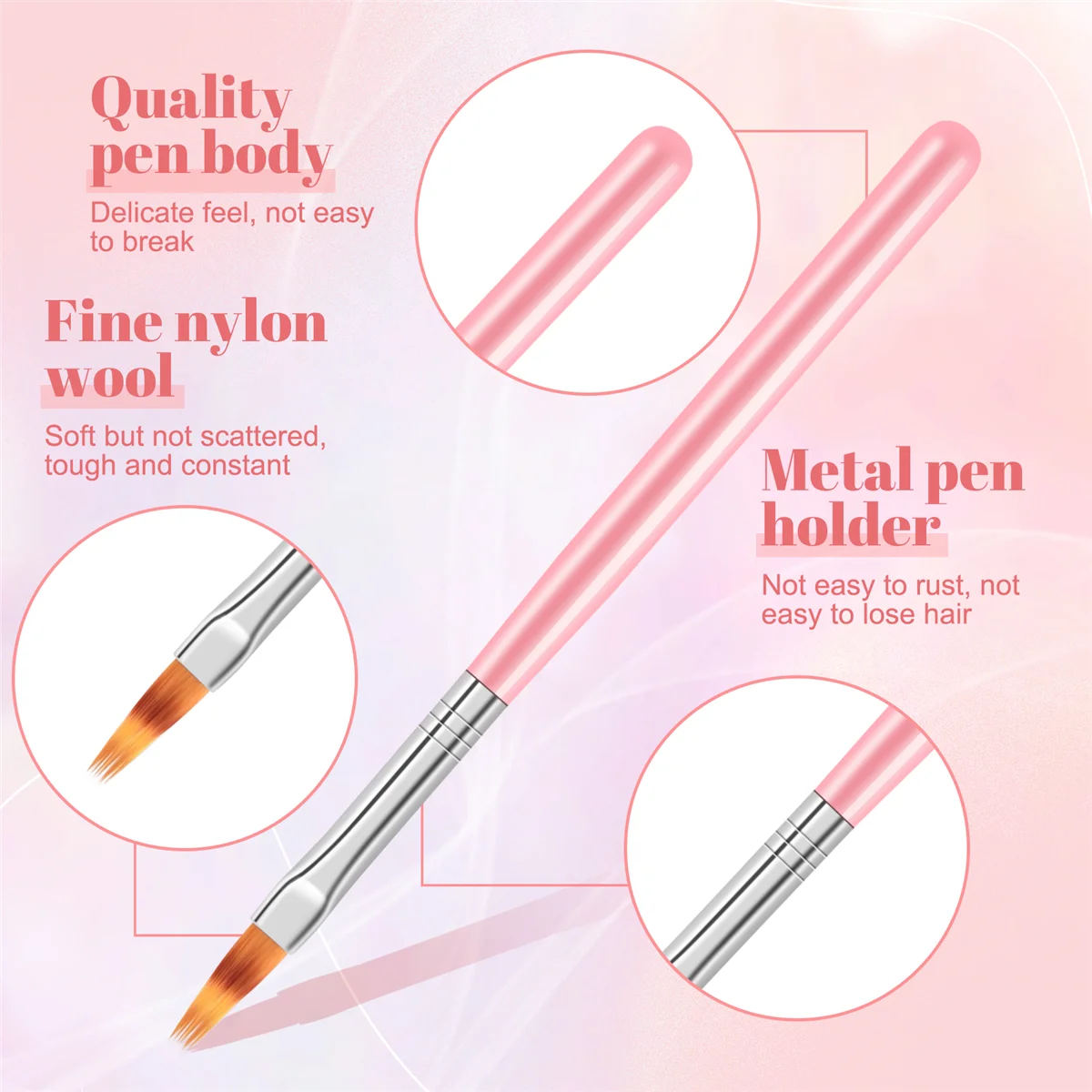 8 шт. набор цветных ручек с розовыми лепестками кисть для ногтей короткая