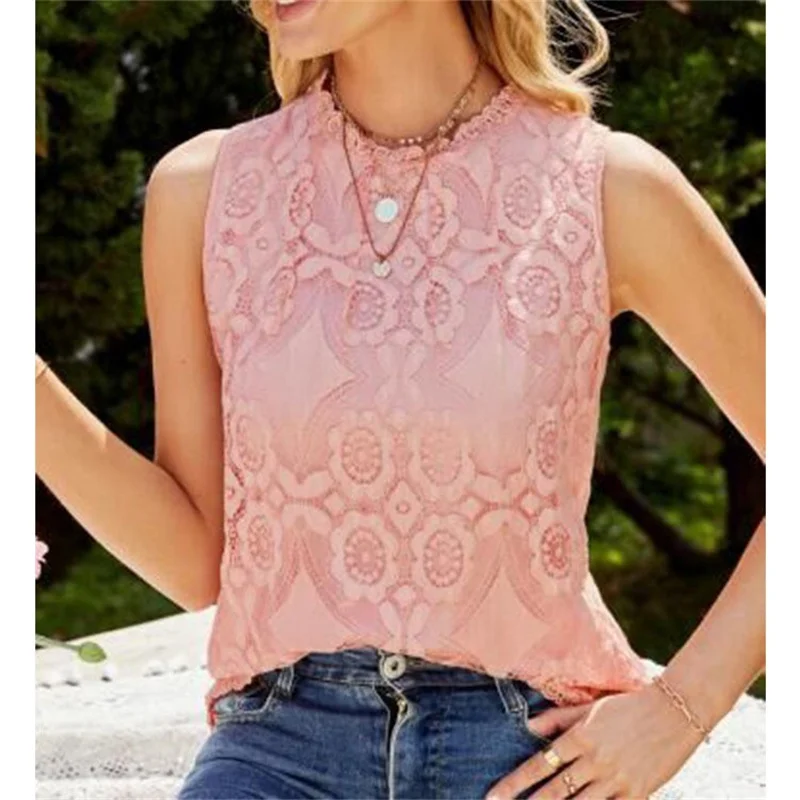 

Fashion Summer Vest Women Lace Blouse Ladies Tops Lace Shirt for Women
