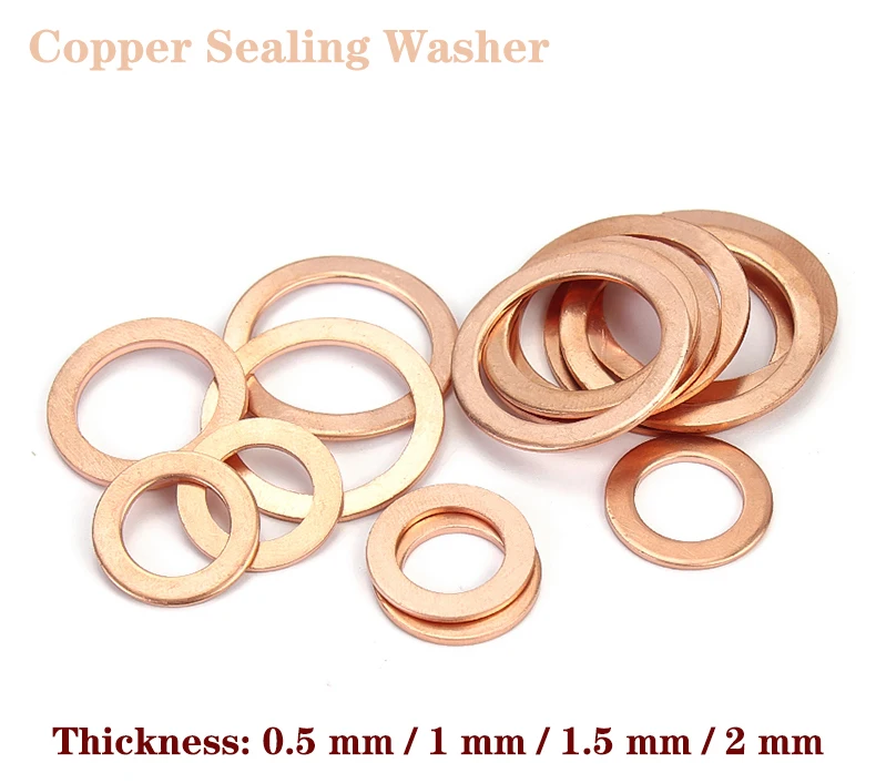 

5-10Pcs DIN7603 Flat Washer T2 Copper Gasket M6 M8 M10 M12 M14 M16 M18 M20 Copper O Ring Boat Crush Washer Seal Ring Fitting