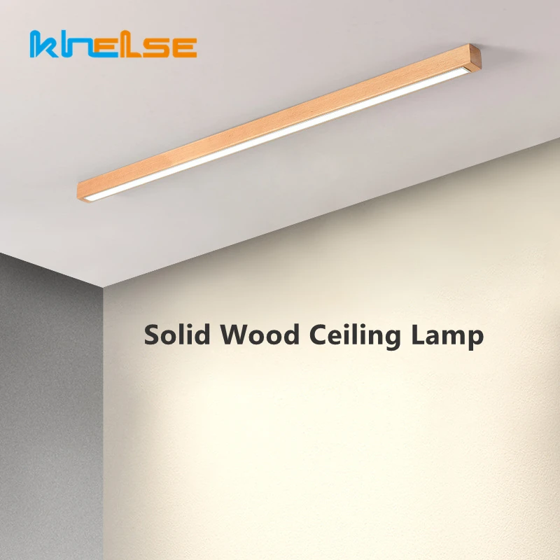 

Nordic Solid Wood Long Ceiling Lamp LED Porch Corridor Hanging Light Home Decoration Strip Linear Lights Chandelier 50/60/100cm