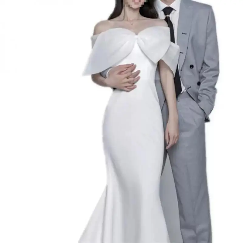 Свадебные платья с милым бантом и вырезом лодочкой элегантное платье русалки