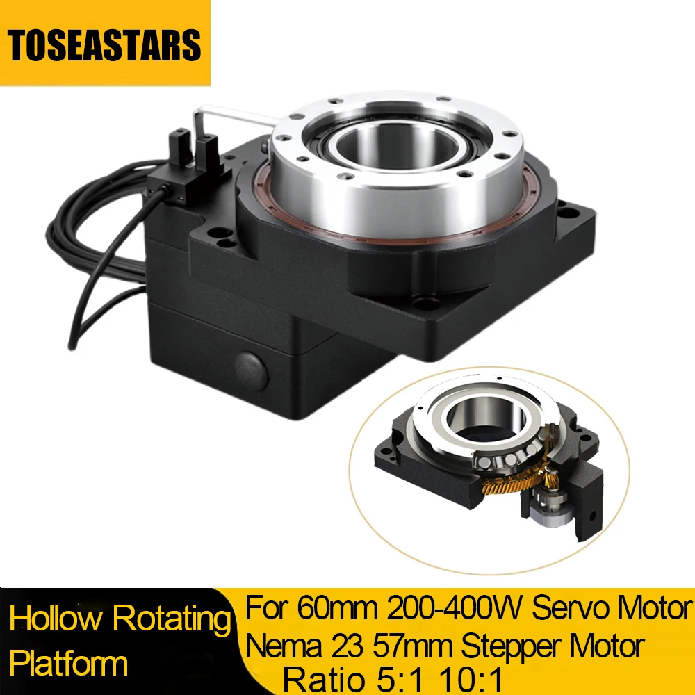 

Hollow Rotating Platform Electric Turntable Disc Gearbox Reducer 85mm for Nema 23 57mm Stepper Motor 60mm Servo Replace DD motor