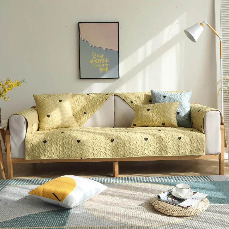 

Чехол для дивана всесезонный универсальный, хлопковый саржевый нескользящий однотонный тканевый чехол-подлокотник простой формы L с принт...