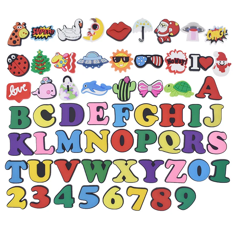 60Pcs Cute Christmas Santer PVC Shoe Charms Clogs Buckle Accessories Xmas Shoe Decoration Croc Shoe Charm Sandals Kids Gifts