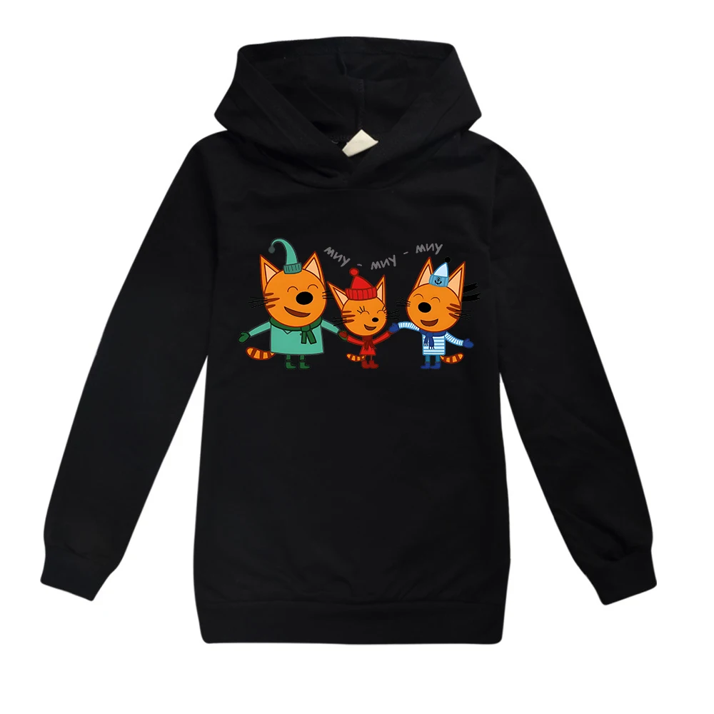 

Kid-e-cats Print Hoodies Cartoon Kids Sweatshirts Three Kitten Russian Funny Girls Clothing Autumn Children Tops Boys Clothes
