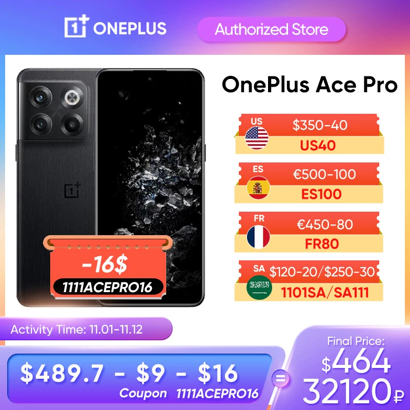 Cena Globalny Rom OnePlus Ace Pro 5G Telefony Komórkowe Snapdragon 8 + Gen 1 150W SuperVooc Charge 6.7 Wyświetlacz AMOLED OnePlus 10 T 10 T