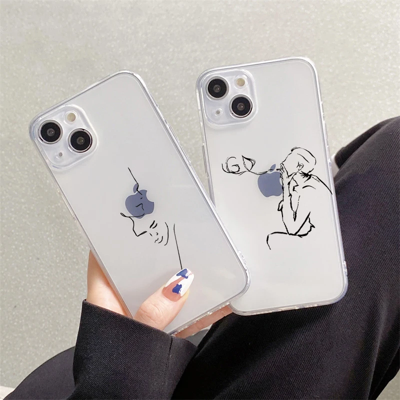 

Abstract Line Characters Art Drawing Case for iPhone 11 12 13 14 Pro XS Max XR X Soft TPU Silicone for iPhone 8 7Plus Mini Cover