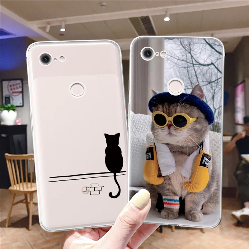 

Cute Funny Cat Phone Case for Google Pixel 5 4 4a 3 3a 2 XL Soft TPU Silicone Back For Pixel 4XL 5 XL 3XL 2XL Cover Fundas Coque