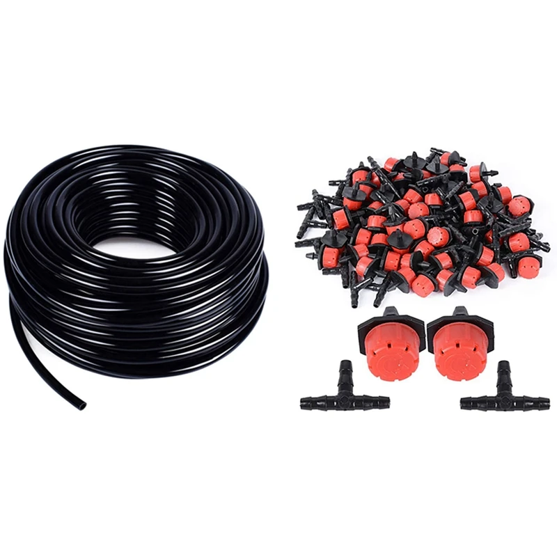 

30Meter 1/4 Inch Distribution Drip Irrigation Hose With 200 Adjustable Irrigation Drippers And Drip Irrigation Kit