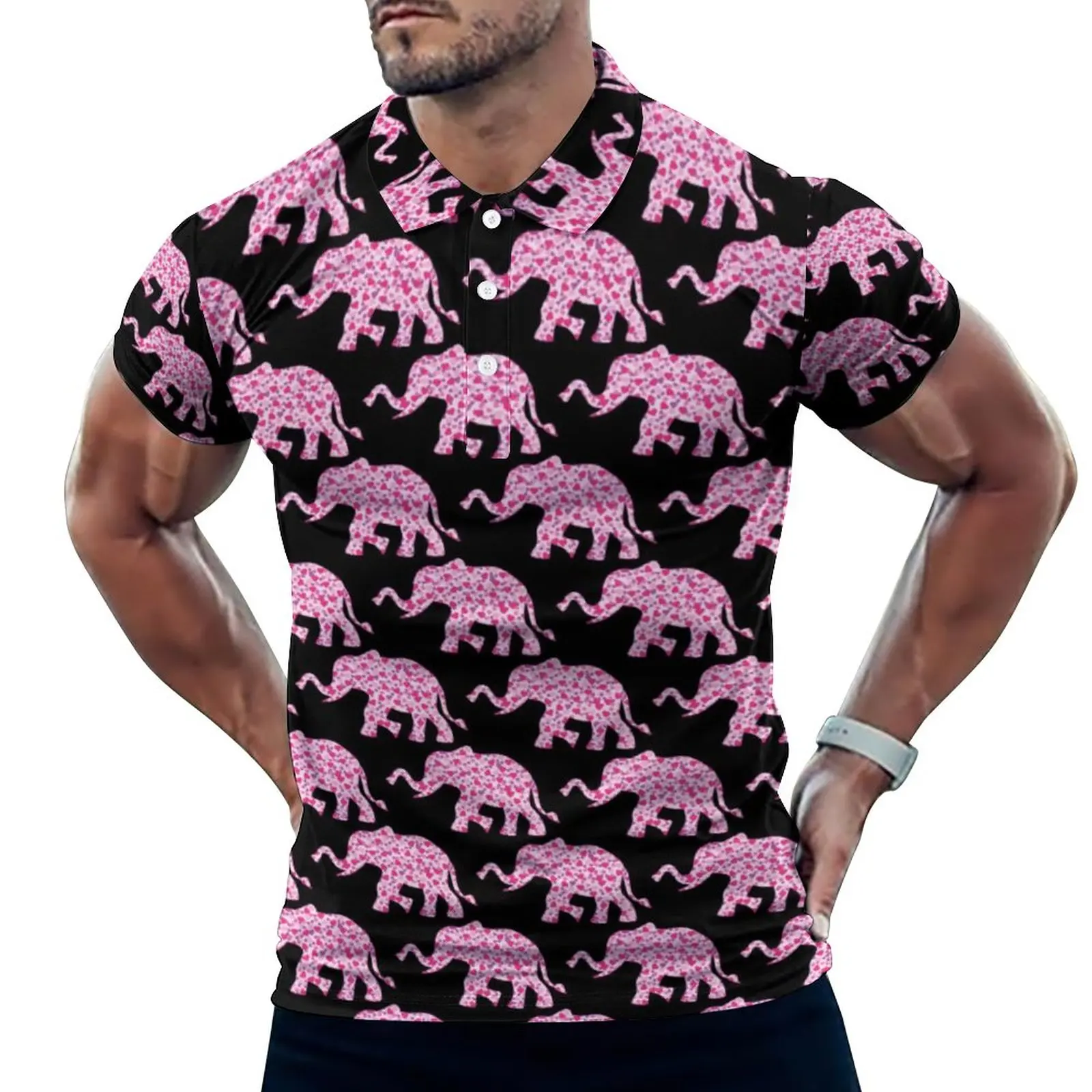 

Повседневные рубашки-поло с принтом слона, женская рубашка с графическим рисунком в виде розовых сердец, летняя уличная одежда большого раз...