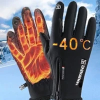 pair of motorcycle gloves winter thermal hand gloves windproof warm wearable motorbike riding racing sports with zipper