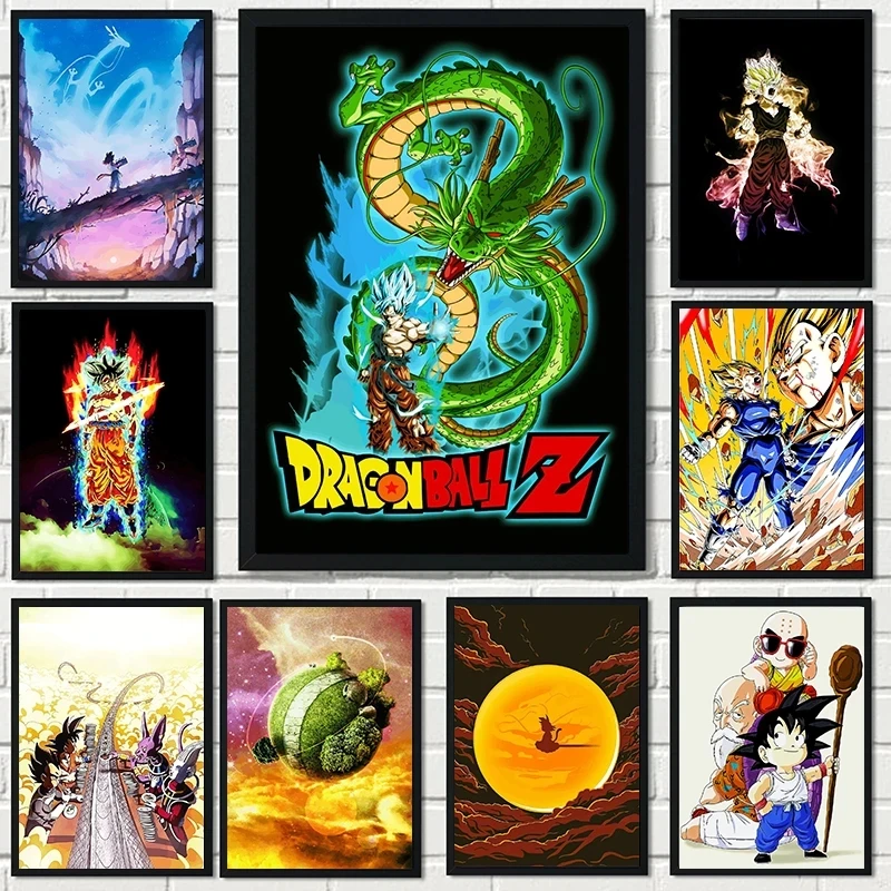 

Home Decoration Hd Prints Goku Painting Dragon Ball Pictures Japanese Anime Wall Art Modular Canvas Posters Bedside Background