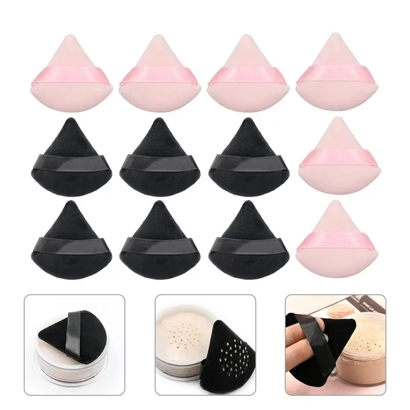

12pcs Triangle Velvet Powder Puff Flours Mini Face Makeup Sponge Cosmetics Soft Cotton Face Powder Puff Washable Lightweight