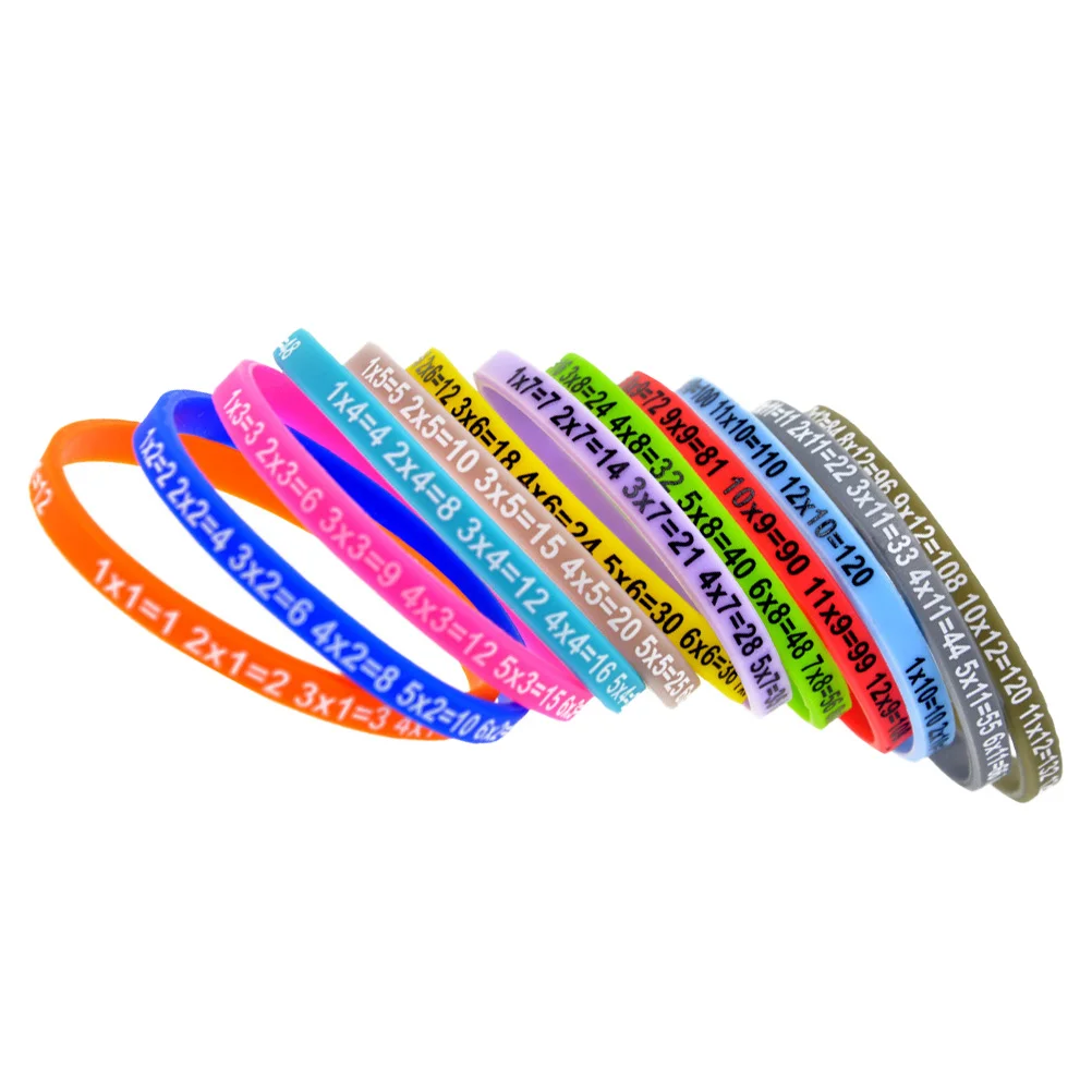 12 Pcs Kids Wrist Leash Multiplication Formula Silicone Wristband Straps Decoration Children Bracelet Student Silica Gel