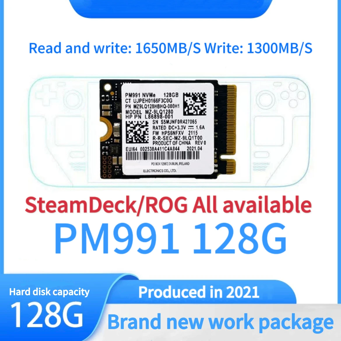 

Твердотельный накопитель PM991 128G M.2 2230 NVME портативный SSD PCIE3.0x4 для: Samsung