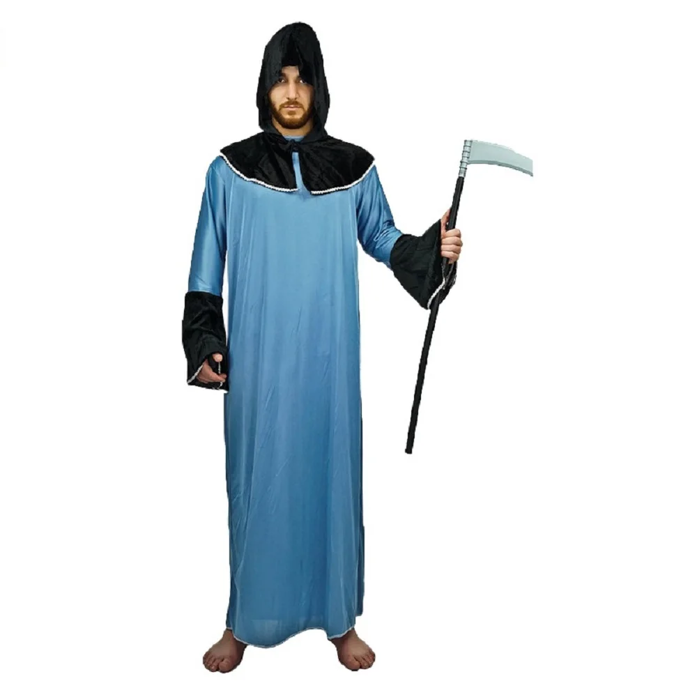 

Halloween grim reaper cosplay Blue Death Cloak costume Carnival for adult man