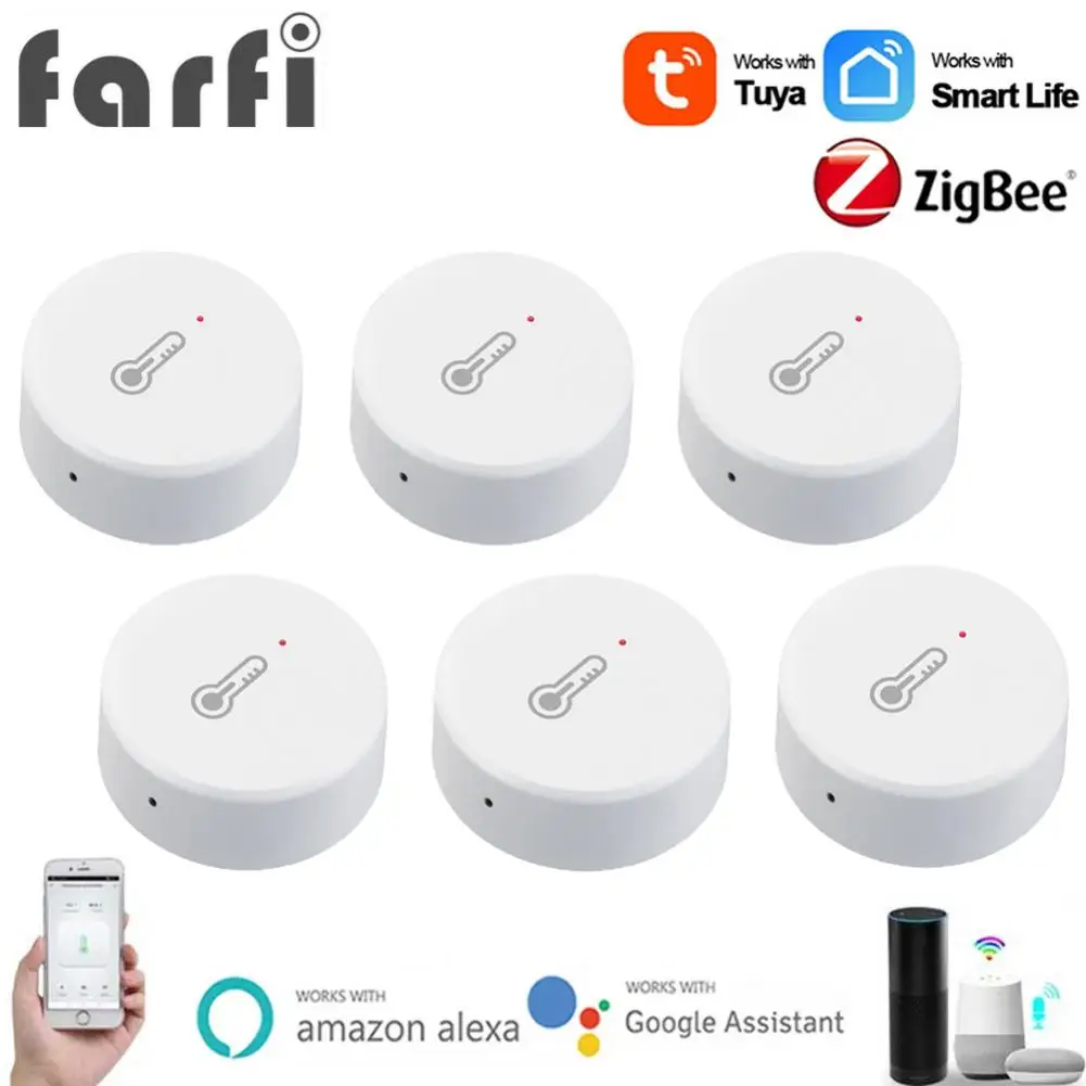 

Tuya Zigbee Temperature And Humidity Sensor Battery Powered SmartLife APP Real-time Monitoring Hygrometer For Alexa Google Home