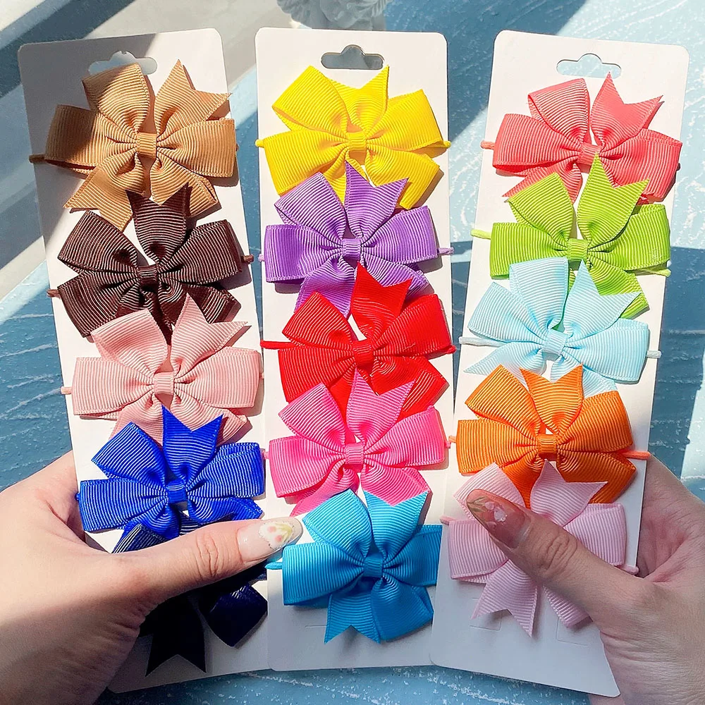 

2pcs Solid Color Ribbon Bows Hair Scrunchie for Kids Girls Elastic Hair Band Grosgrain Hair Rope Headwear Baby Hair Accessories
