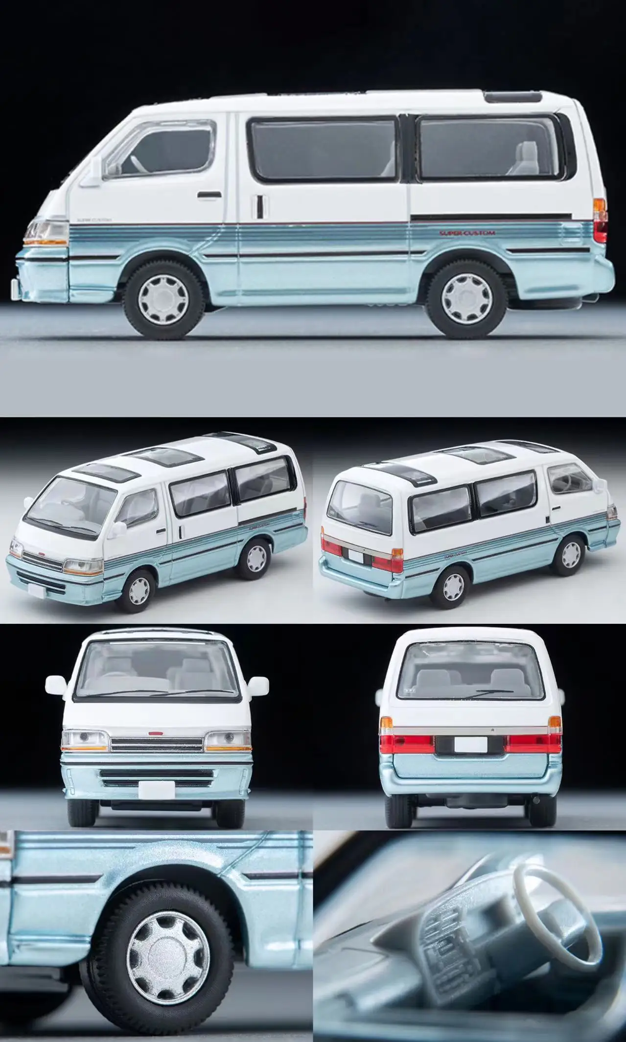 TAKARA TOMY Tomytec 1:64 TLV LV-N208d Toyota Hiace Minivan модель сжатия из сине-белого сплава игрушка для
