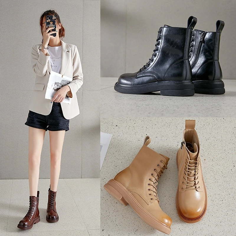 

BCEBYL Осень/Зима Новые Модные Винтажные рыцарские ботинки с круглым носком средней длины ботинки с боковой молнией и бархатистыми байкерским...