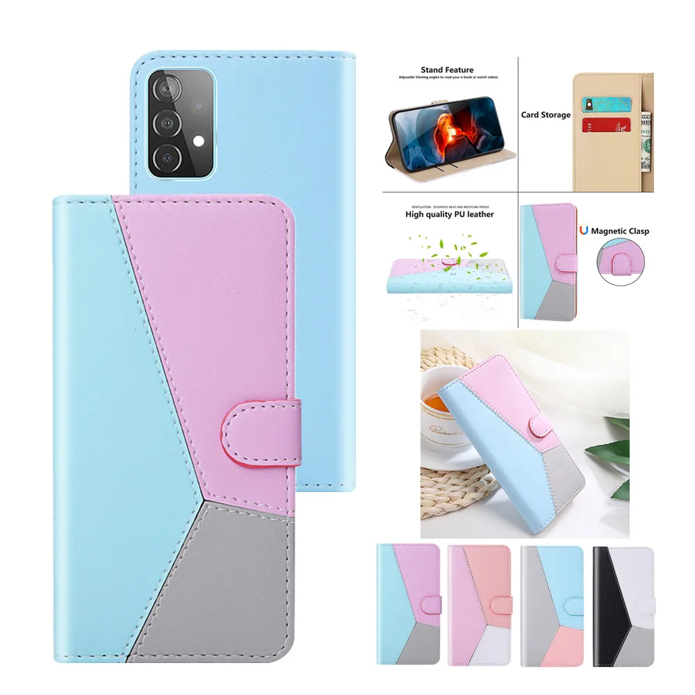 

Phone Case on for Galaxy A23 A13 A53 A33 A22 A52 A32 A72 A42 A12 A51 A71 A41 A31 A11 A21S F41 M31 Splicing Wallet Leather Cover