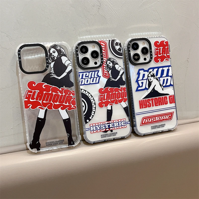 

Fashion Hysteric Glamour Girl Tags Shockproof Soft Phone Case For iPhone 11 12 13 Pro Xs Max Xr X 7 8 Puls SE Transparent Cover