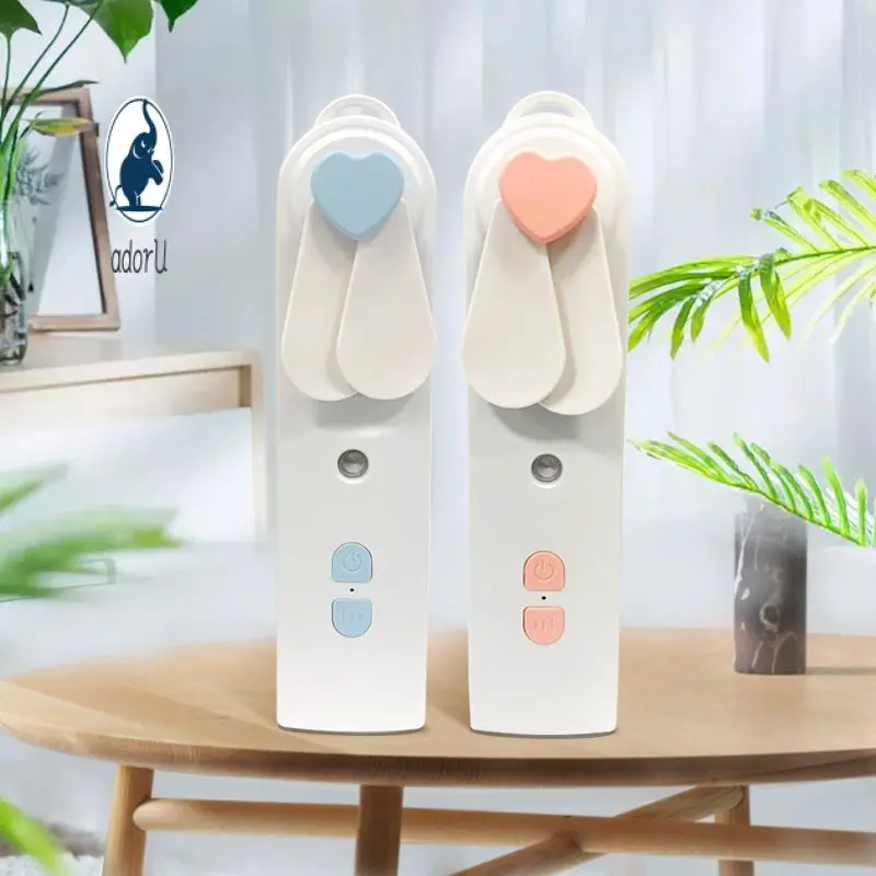 

Usb Mist Fans Long Endurance Low Power Consumption 2 In 1 Humidifier Battery Powered White Portable Mini Fan Summer Supplies 4w