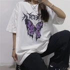 Женские футболки с принтом бабочки, летний топ, женская футболка большого размера, рубашка в стиле Харадзюку, винтажная одежда, повседневная одежда