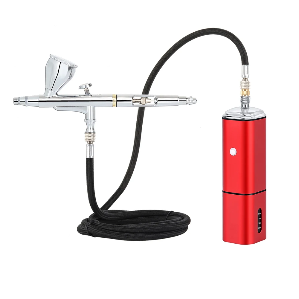 New Designs Portable Replace Battery Cordless Airbrush Compressor With Hose Set Type C Wireless Ladys Gifts
