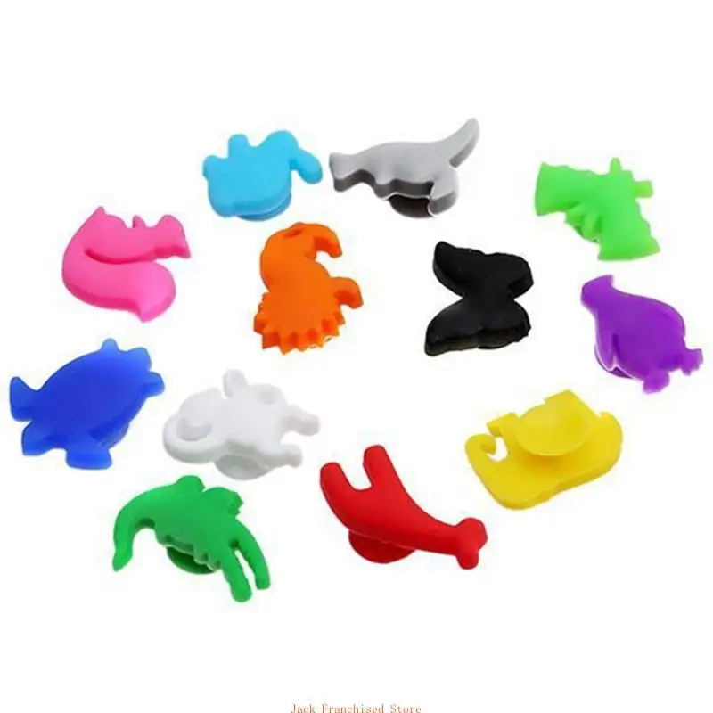 Набор маркеров для бокалов вина из 24 силиконовых подвесок стаканов с морскими