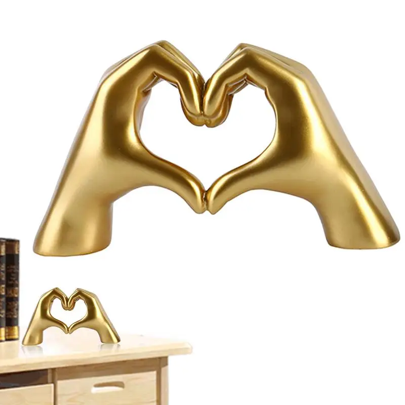 

Home Decor Resin Love Heart Gesture Statue Abstract Heart Hand Sculpture Creative Desk Ornament Room Decor Wedding Gifts