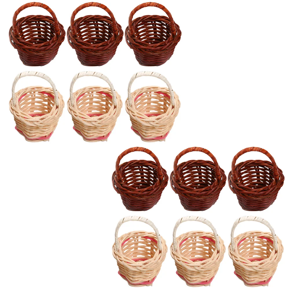 

12pcs Miniature Hand Basket Rural Creative Photography Props Layout Baskets